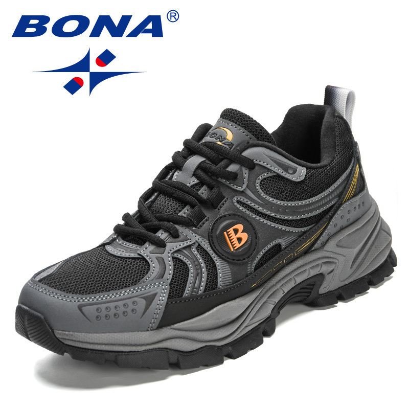 Bona Sports Shoes Men's New Casual Running Shoes Breathable and Wear-Resistant Hiking and Mountaineering Dad Shoes Non-Slip Outdoor Shoes