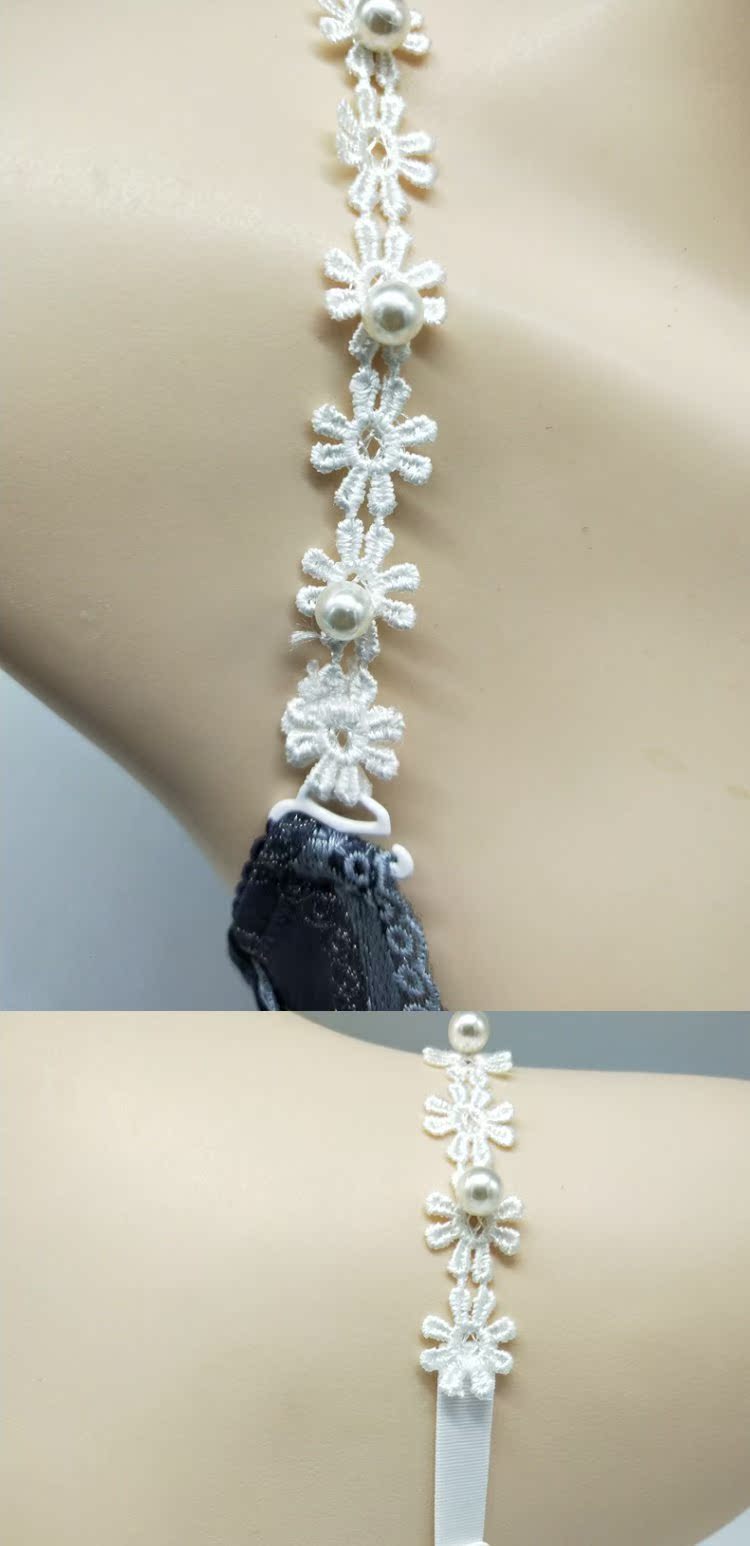 Thời trang dây đeo vai ngọc trai ren hoa vô hình với dây đeo trong suốt chống trượt shop đồ lót