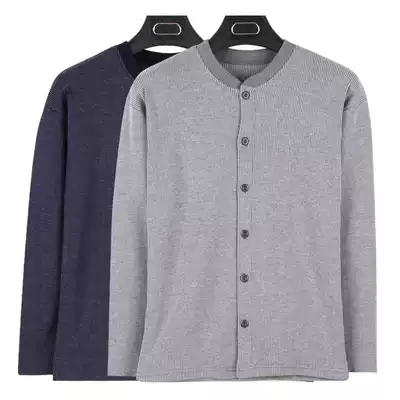 Middle-aged and elderly people are buckled men's cardigan, autumn clothes, plus size, open-fitting cotton sweater, one-piece shirt
