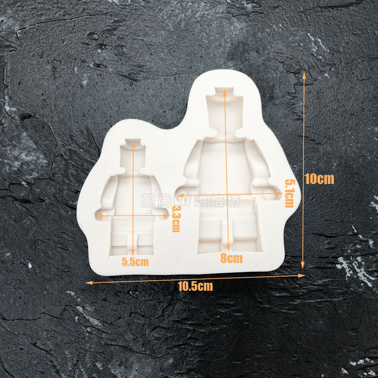 Lego gạch fondant silicone khuôn DIY robot chủ đề trang trí bánh sô cô la khuôn nướng đất sét khuôn - Tự làm khuôn nướng khuôn bánh nhúng