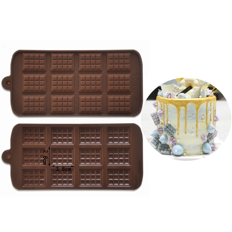 Long Square Waff Sữa Chocolate Cake Silicone Khuôn Fondant Chocolate Drip Cake Trang trí Khuôn - Tự làm khuôn nướng khay làm kem