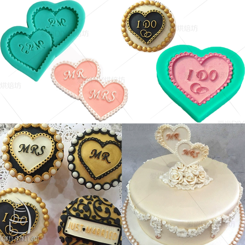 MR & MRS Fondant Cake Khuôn silicone I DO I DO I DO I Will Marry Love Bảng tên Khuôn sô cô la khô Pace - Tự làm khuôn nướng