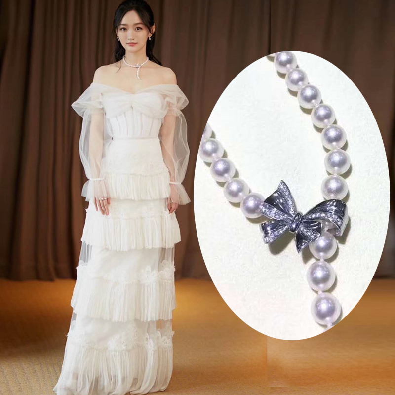 diy silver ornament material 925 silver bow tie clasp buckle joint pearl necklace hand purring ornament accessories