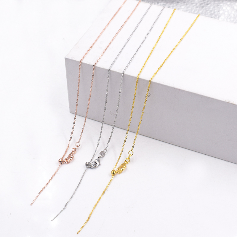 s925 silver lock bone chain universal necklace female needle necklace Universal Chain Diy Wearing Beads Pendant accessories Cross O word chain
