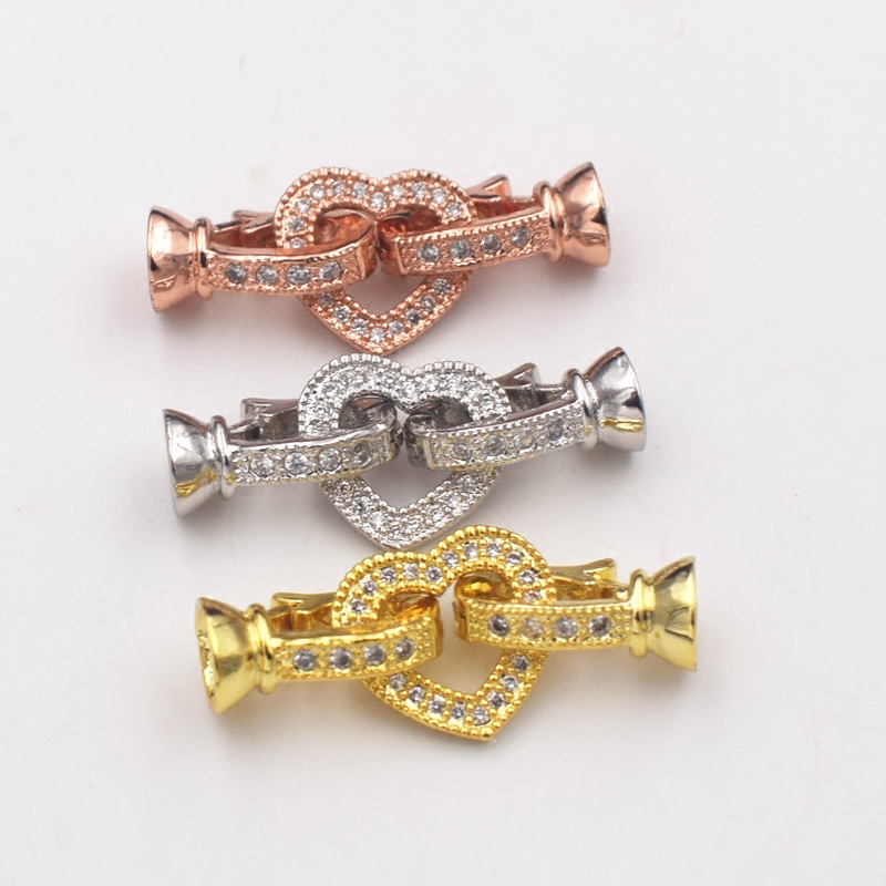 Pearl necklace Necklace Accessories DIY Ornament Material Handmade String Beads 925 Silver Heart-shaped Tie-up Clasp Buckle Snap