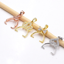 925 Silver Button DIY Micro Diamond Jade Crystal Bead Buckle Head Transfer Pearl Road Road through Cross Hole Left and Right Hole Clip