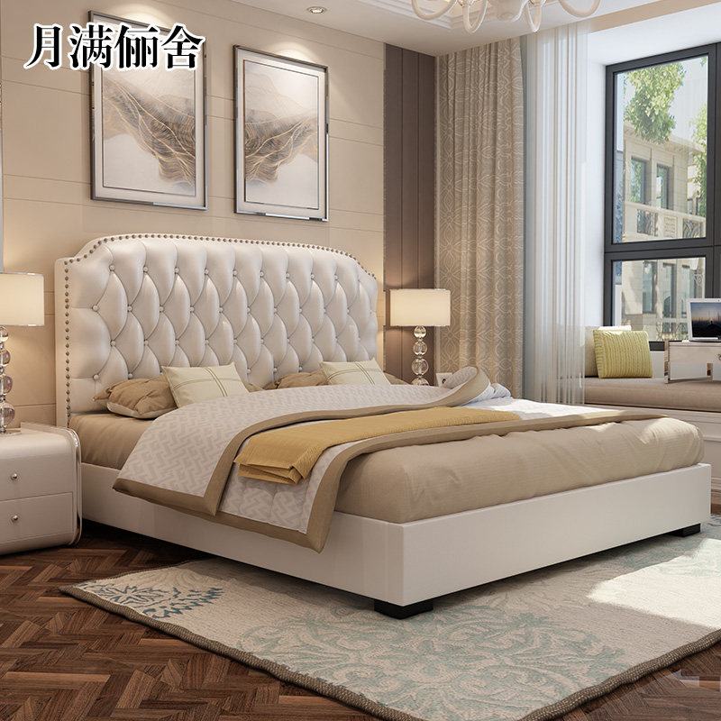 Soft Bag Genuine Leather Bed Master Bedroom Modern Minima Nordic Double Bed 1 5 m 1 8 m Light Lavish Wedding Bed Bedroom Princess Bed