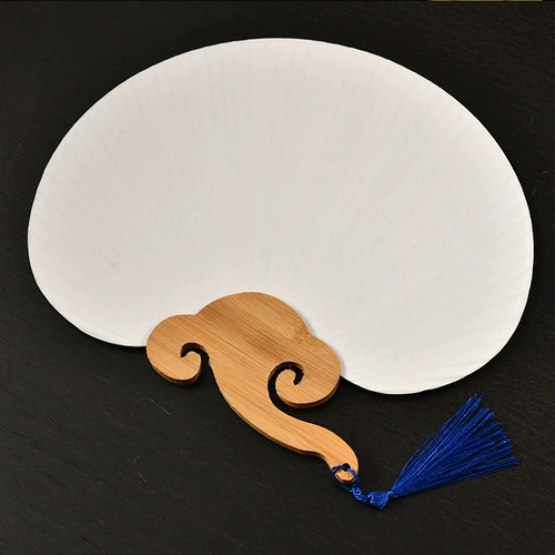 Длинная ручка вентилятора древней вентиляторы пустая рисовая бумага, бамбуковая плетение короткая ручка, китайский вентилятор ретро круглый литературный банановый шелковый