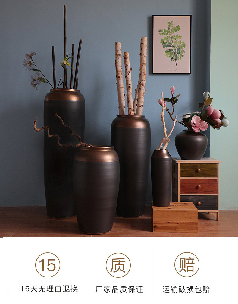 Jingdezhen ceramics vase furnishing articles flower arrangement sitting room ground POTS to I and contracted Europe type black gold ornament