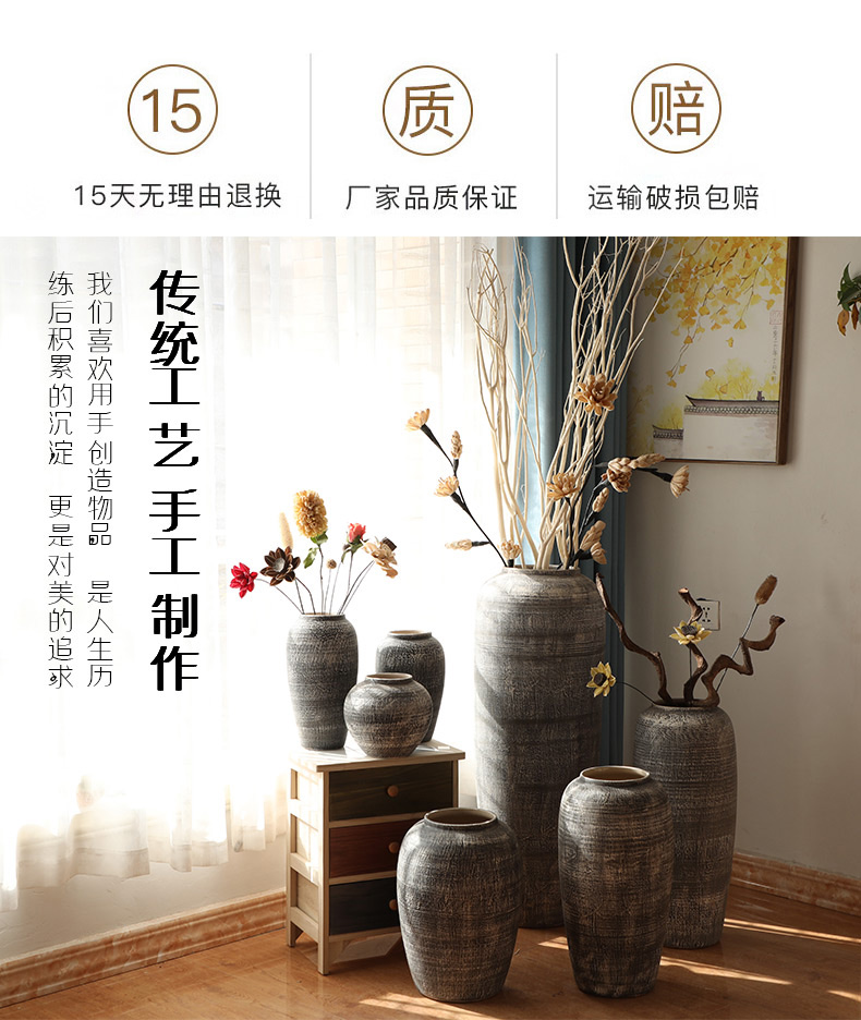 Jingdezhen do old vintage landing crude dry flower, flower implement some ceramic jar jar earthenware vase do old big flowerpot soft