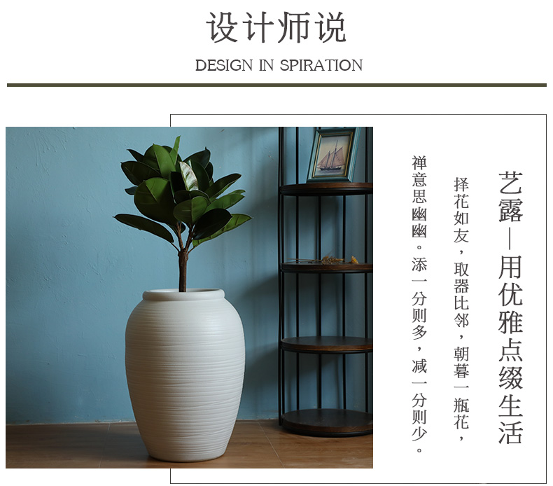 Jingdezhen ceramic large vases, flower arrangement sitting room place I and contracted white checking pottery landing big flower pot
