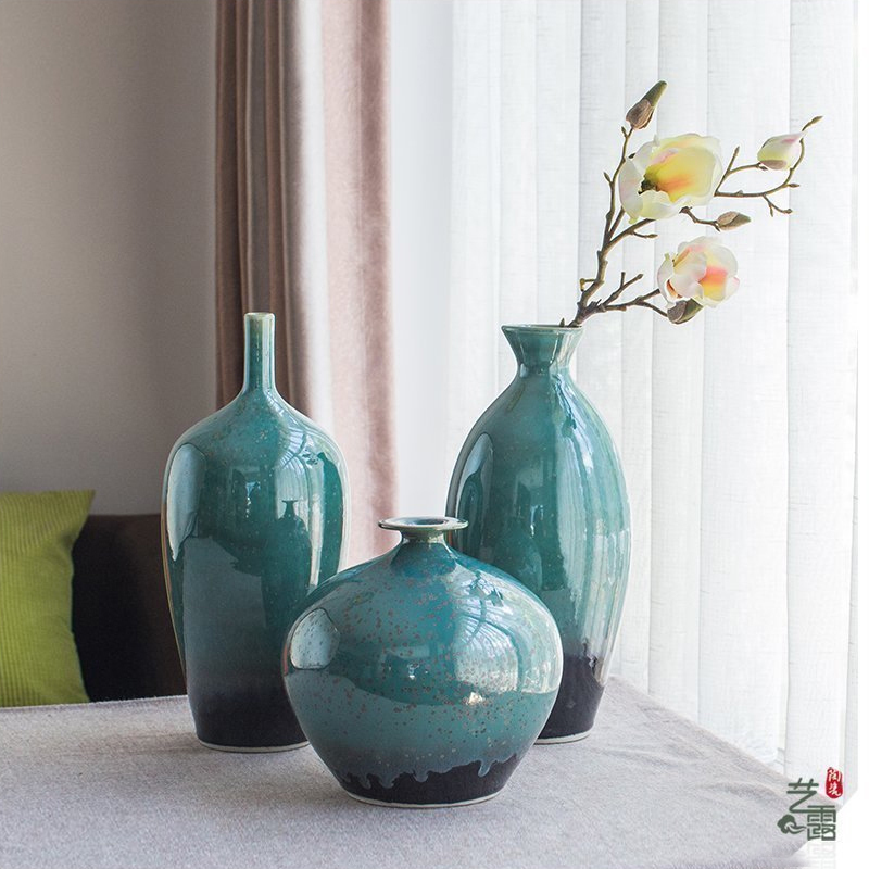 Manual household vase desktop sitting room place jingdezhen ceramics art Chinese dried flower simulation flower flower