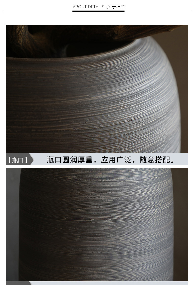 Chinese style restoring ancient ways of large vases, ceramic furnishing articles pottery sitting room hotel decoration flower arranging dried flowers thick ceramic bottle