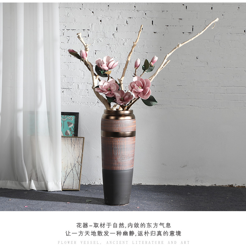 Light key-2 luxury ceramic vase landing simulation flower restoring ancient ways suit sitting room dry flower arranging European high flower vase furnishing articles