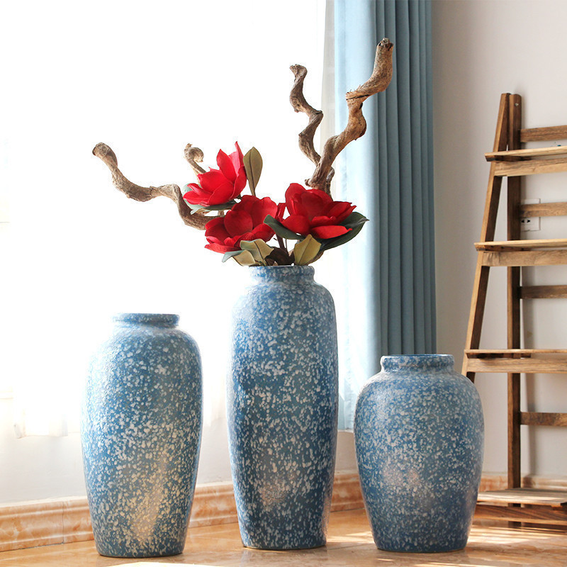 Modern American rural Mediterranean blue ceramic coarse some ceramic pot vase restoring ancient ways the sitting room the bedroom furnishing articles ornaments