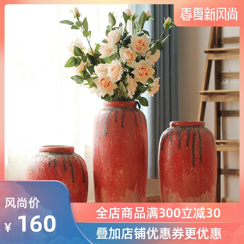 Jingdezhen coarse some ceramic jar jar flower implement ground vase earthenware do old archaize southeast Asia example room decoration