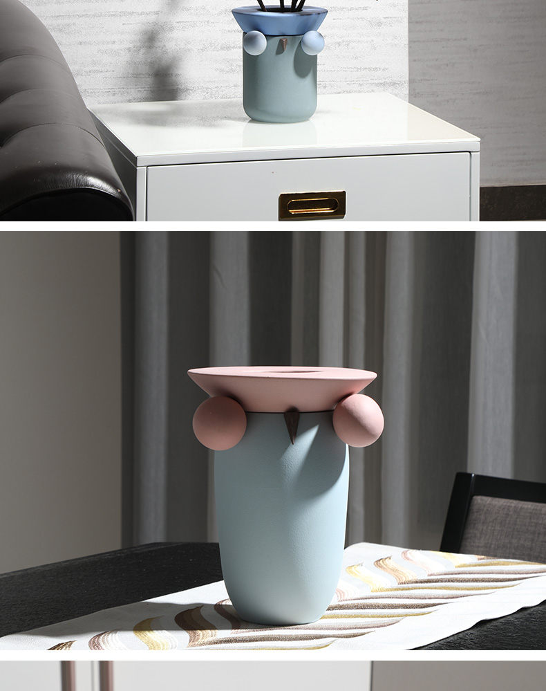 The owl flower implement morandi Scandinavian minimalist geometric color ceramic vase household ins between example soft furnishing articles