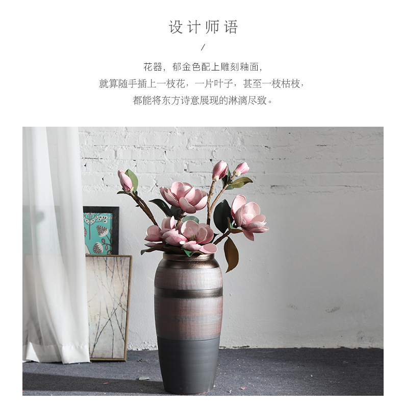 Light key-2 luxury ceramic vase landing simulation flower restoring ancient ways suit sitting room dry flower arranging European high flower vase furnishing articles