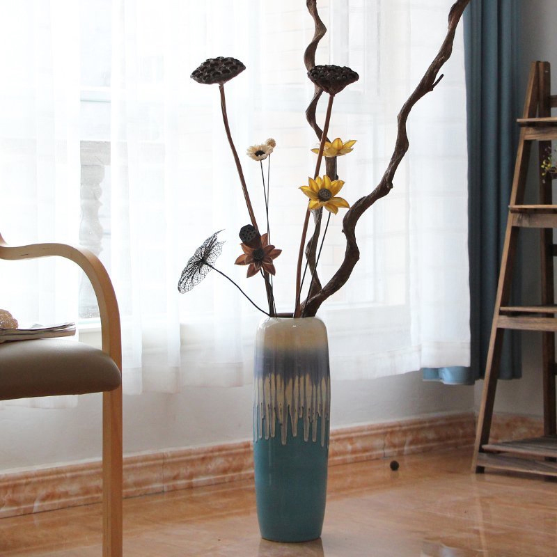 Modern American European Mediterranean style ceramic color glaze floor vases, home furnishing articles sitting room adornment