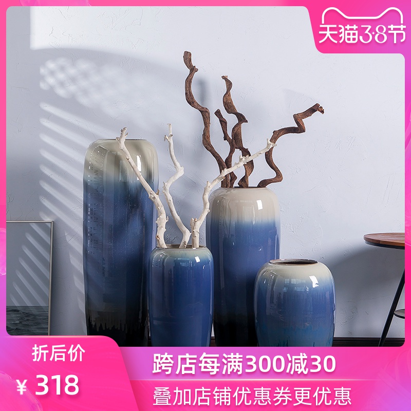 I and contracted vase furnishing articles blue flower arranging jingdezhen ceramic POTS landing European - style villa decoration sitting room