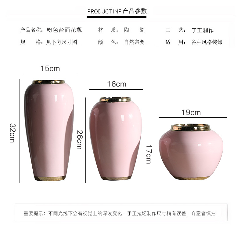 Nordic ins furnishing articles pink ceramic vase dandelion flower arrangement sitting room decoration is contracted and I household adornment