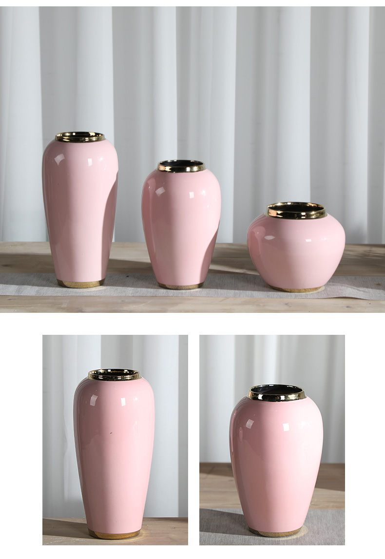 Nordic ins furnishing articles pink ceramic vase dandelion flower arrangement sitting room decoration is contracted and I household adornment