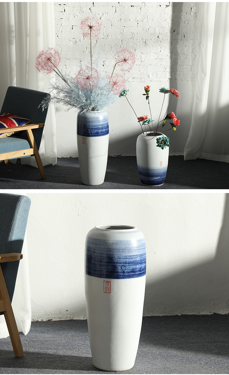 New Chinese style floor vases, flower arranging, the sitting room porch household adornment of jingdezhen ceramic dried flowers large floral furnishing articles