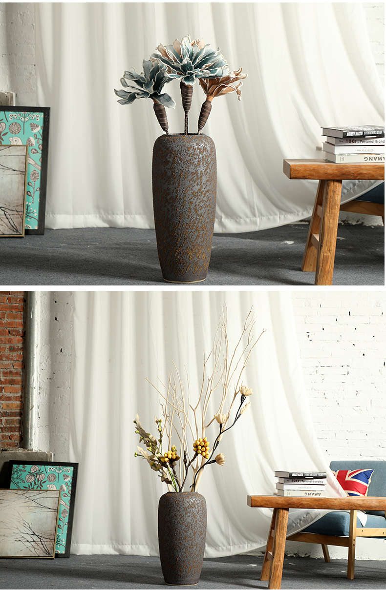 Contracted and I jingdezhen ceramic dry flower of large vase restoring ancient ways furnishing articles sitting room flower arranging flowers, checking pottery