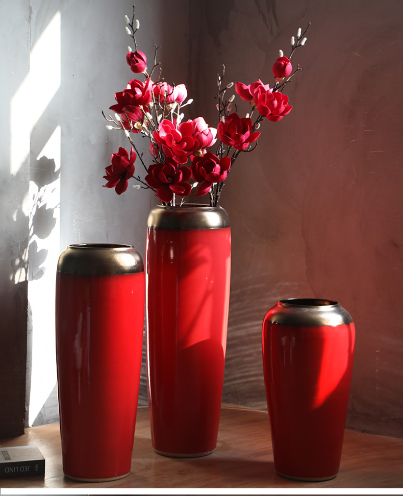 Large vases, ceramic I and contracted the new Chinese style Chinese red red wedding flower arrangement festival furnishing articles to the living room