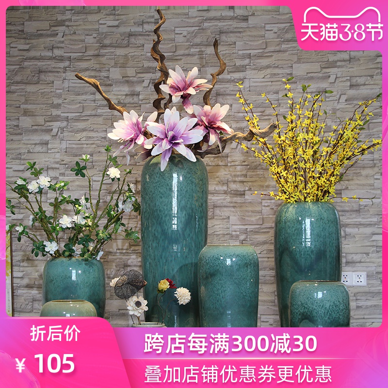 Ceramic sitting room ground vase dried flowers to heavy water bamboo flower vase modern European hotel lobby flower art furnishing articles