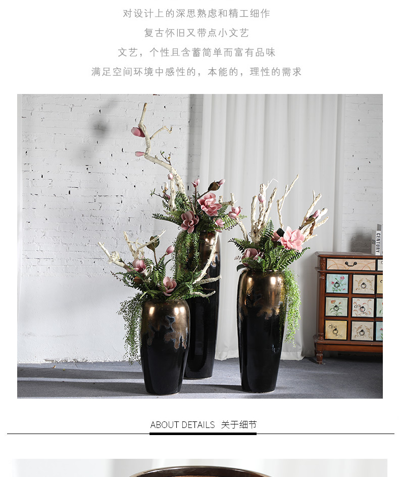 Modern light key-2 luxury Chinese ceramic floor dry flower vases, flower arrangement sitting room of large floral suit landscape modelling furnishing articles