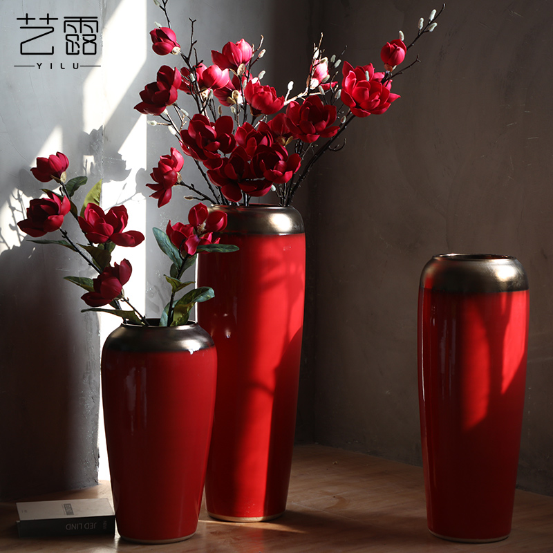 Large vases, ceramic I and contracted the new Chinese style Chinese red red wedding flower arrangement festival furnishing articles to the living room