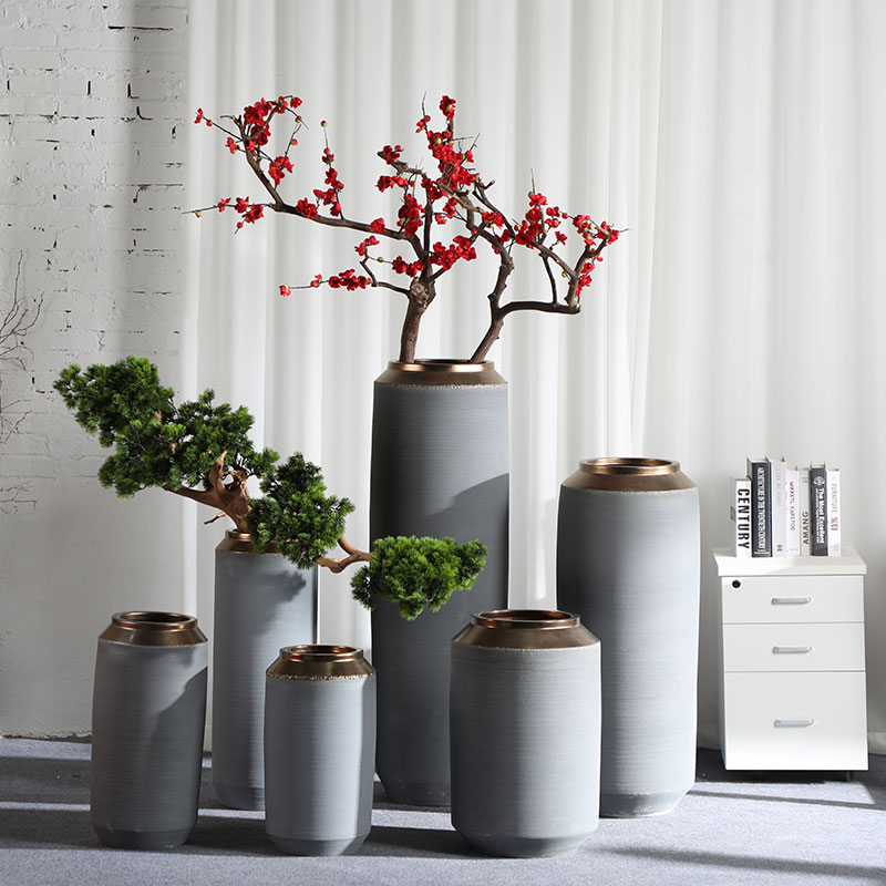 Large vases, jingdezhen ceramic light villa key-2 luxury cement ash flower arranging I and contracted furnishing articles