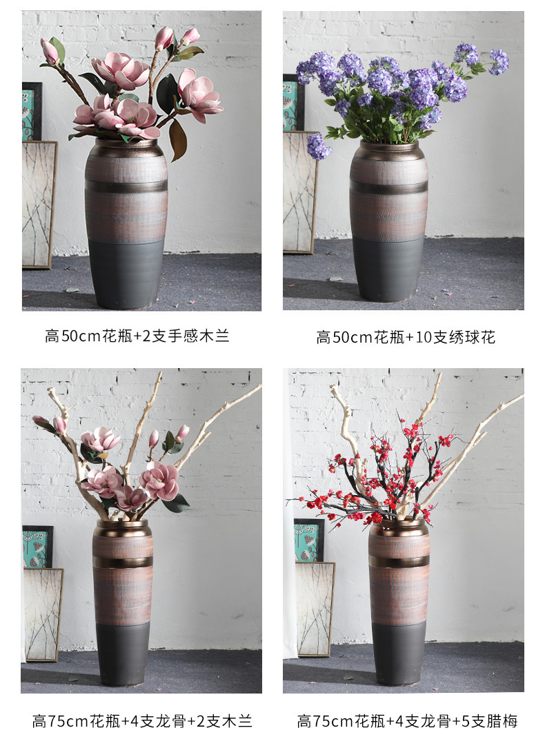 Light key-2 luxury ceramic vase landing simulation flower restoring ancient ways suit sitting room dry flower arranging European high flower vase furnishing articles