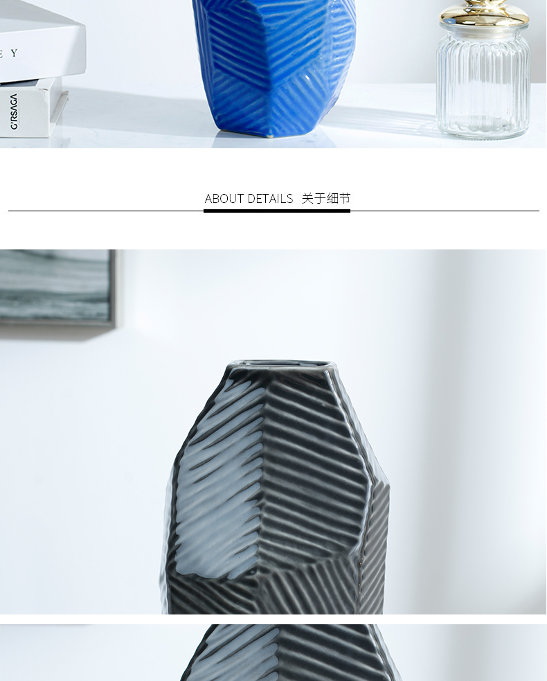 Nordic geometric ceramic vase furnishing articles sitting room light dry flower flower vase decoration decoration ideas of modern key-2 luxury hydroponics