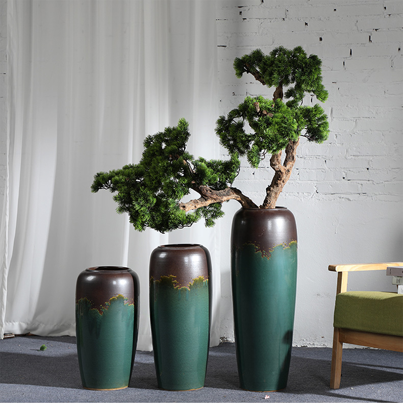 Modern ground vase variable glaze color restoring ancient ways furnishing articles flower arranging villa wine sitting room adornment ceramics green and black