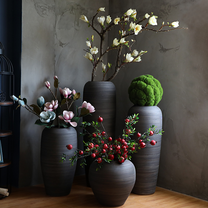 Chinese style restoring ancient ways of large vases, ceramic furnishing articles pottery sitting room hotel decoration flower arranging dried flowers thick ceramic bottle