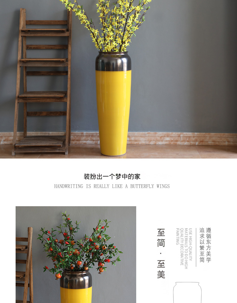 Simulation flower fake flower adornment art show modern ceramic vase furnishing articles flower arranging ground large sitting room decoration is golden