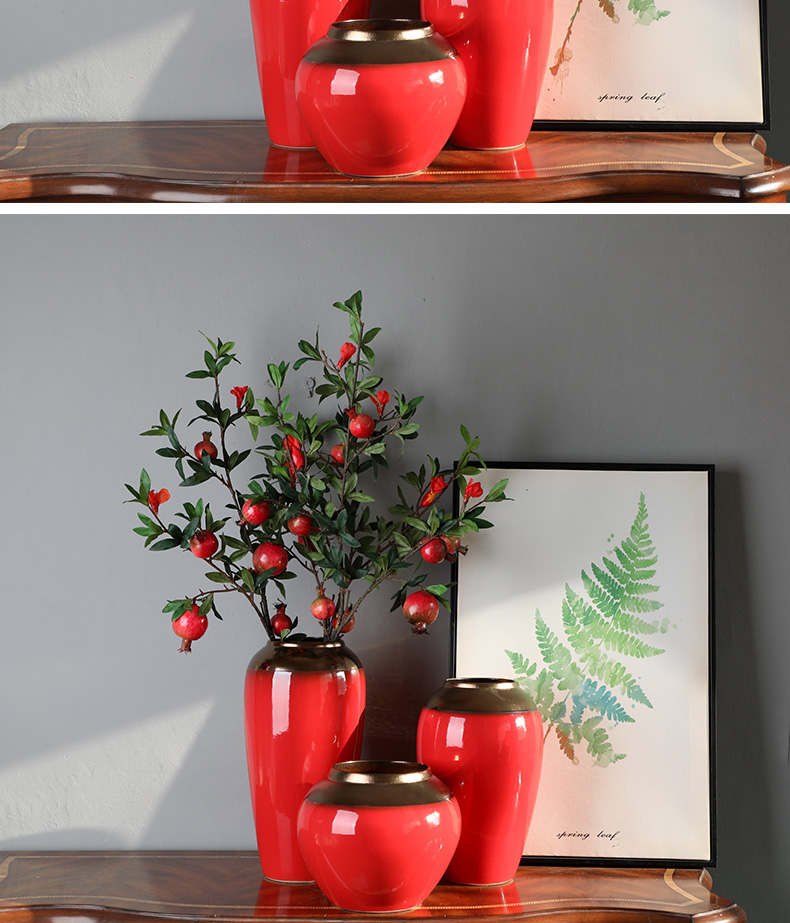 Up Phnom penh light key-2 luxury modern jingdezhen ceramic vase furnishing articles mesa of new Chinese style living room red flower arrangement suits for