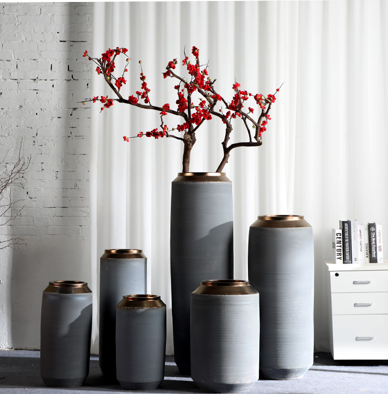 Large vases, jingdezhen ceramic light villa key-2 luxury cement ash flower arranging I and contracted furnishing articles