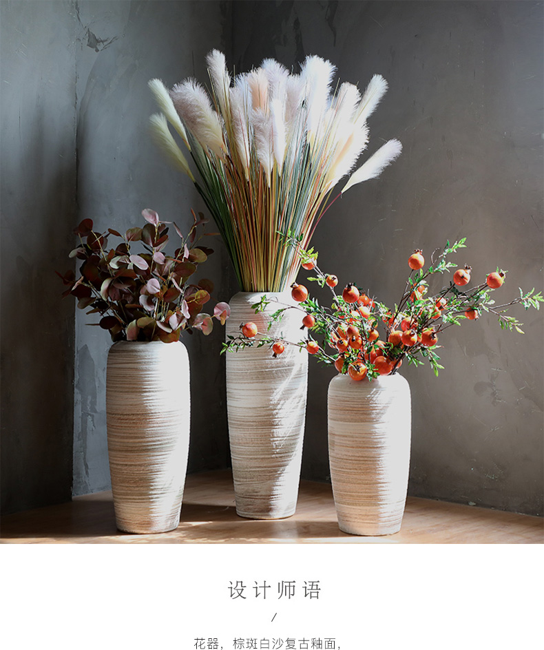 I and contracted sitting room ceramic dry flower ceramic flower arranging big ground vase Nordic ins furnishing articles coarse pottery restoring ancient ways