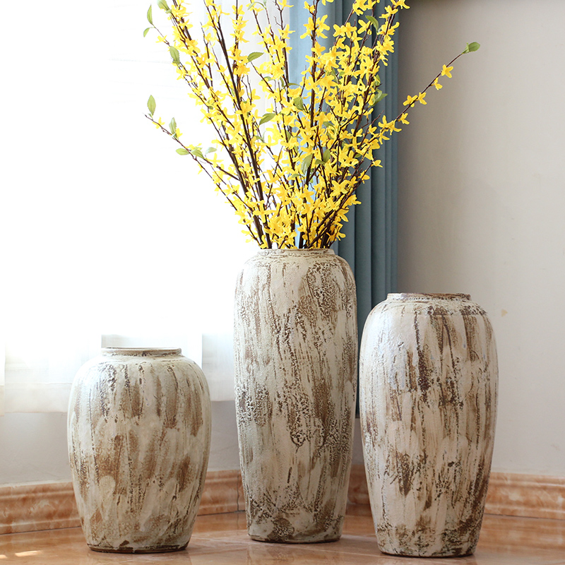 I and contracted coarse pottery jars dried flowers floral sitting room ground vases, ceramic big flowerpot furnishing articles of Europe type restoring ancient ways