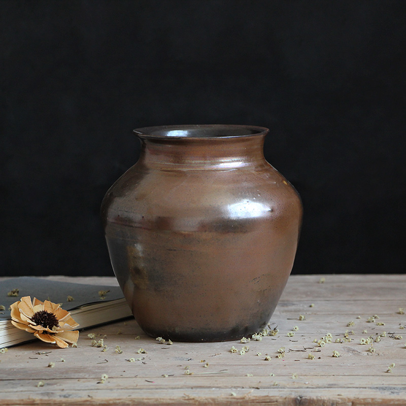 The Metal glaze coarse pottery dried flower vase restoring ancient ways of jingdezhen ceramic sitting room place in modern Chinese Japanese flower arrangement
