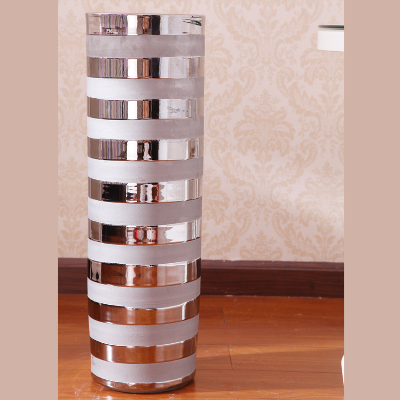 Modern light key-2 luxury home decorate the sitting room of jingdezhen ceramic vase landing large flower silver yard of flower