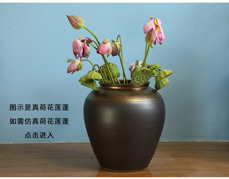 Jingdezhen ceramics vase furnishing articles flower arrangement sitting room ground POTS to I and contracted Europe type black gold ornament