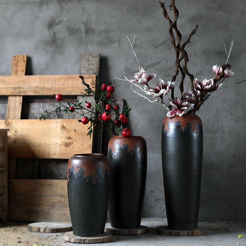 Retro ceramic vases, flower arrangement sitting room place I and contracted large ground vase floral decoration villa garden