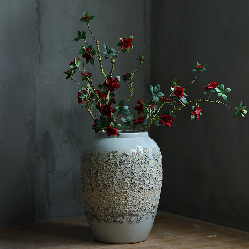 POTS to I and contracted Europe type white ceramic machine sitting room porch flower arrangement combination of large coarse pottery vase