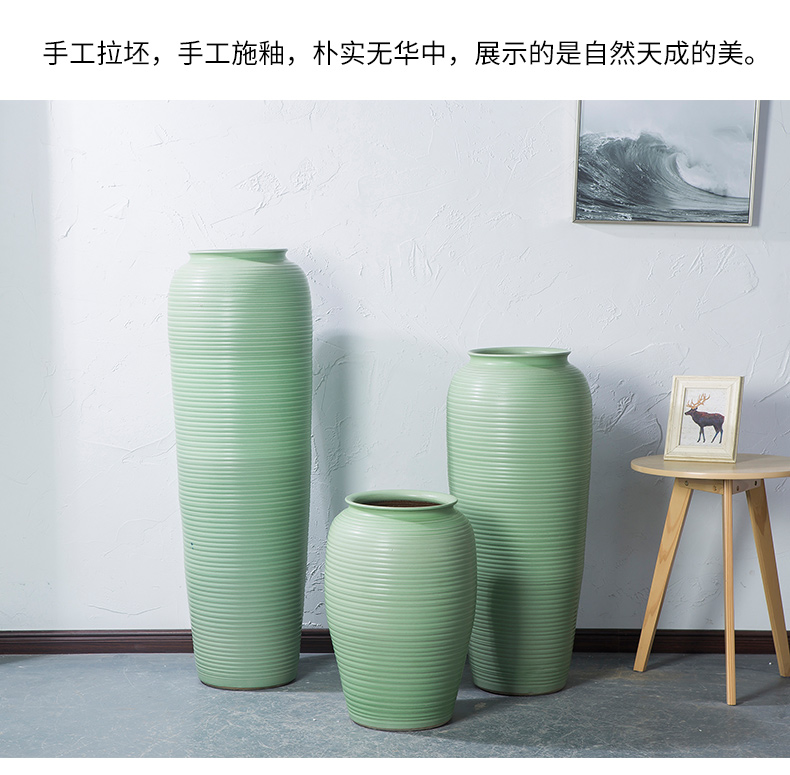 Jingdezhen I and contracted ceramic vase landing big sitting room dry flower arranging flowers is placed on the Nordic and fresh your up green