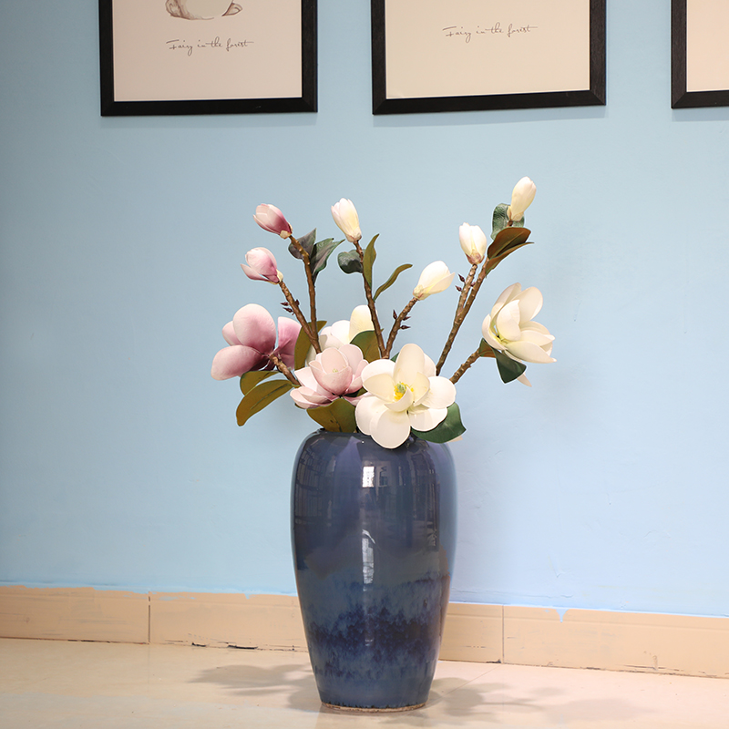 The New Chinese American blue flower arrangement sitting room home decoration ceramic vases, flower art landing place example room