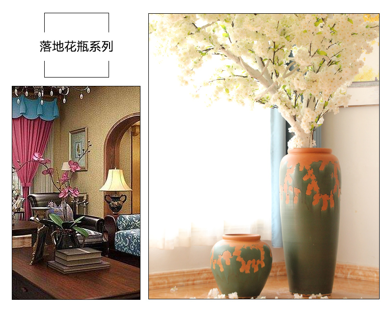 New Chinese style restoring ancient ways do old pottery ceramic flower pot sitting room porch flower arrangement of large coarse pottery vase combination furnishing articles